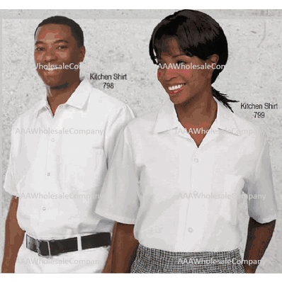Kitchen Shirts, Convertible Collar, White