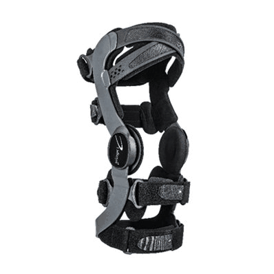 Knee brace, small, hinged, aluminum/silicone, right