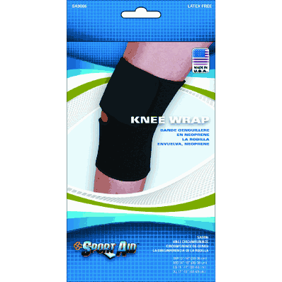 Knee Sleeve Large 15" - 17" Circumference Open Wrap, Black
