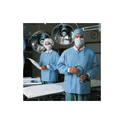 Lab Coat Blue Large Long Sleeve Waist Length
