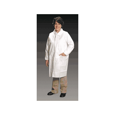 Lab Coat, Elas Wrst, 3 Pckts, Wht, 2xl - Medl