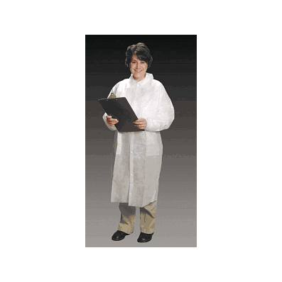 Lab Coat, Knit Wrst, 3 Pckts, Wht, S - Medlin