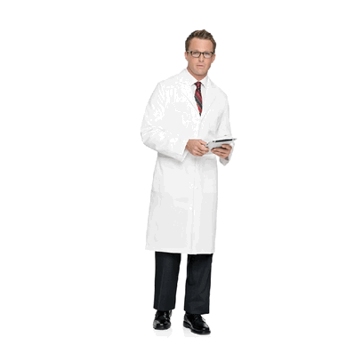 Lab Coat, Knot Button, Male Adult, Size 46 Long