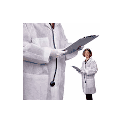 Lab Coat White Large Long Sleeve Knee Length