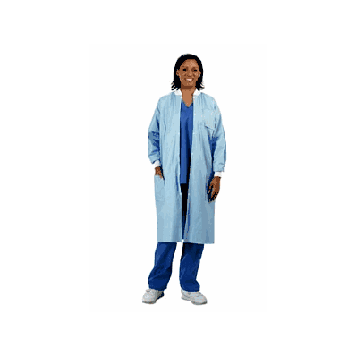 Labcoat, Blue Full Cut, Lg W/Snap - Medline