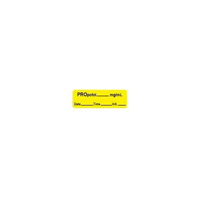 Label Propofol, 1.5" X 0.5", permanent, Yellow