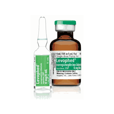 Levophed Injection, 1 mg/mL Ampule, 10 x 4 mL