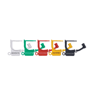 Locking Tags, Colored, uniquely numbered