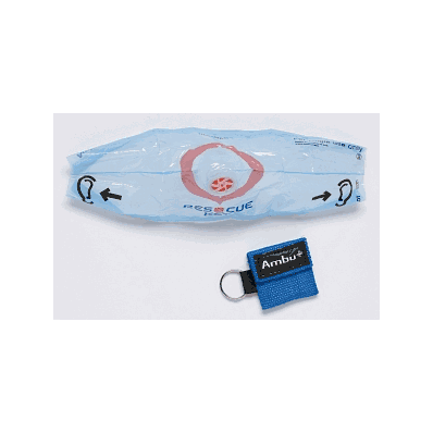 Mask, Cpr Barrier, W/Key Chain, Blue