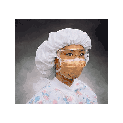 Mask, Surgical, Pleat, No Foam, Orange, Tie -