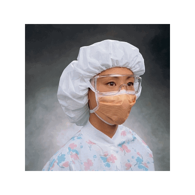 Mask, Surgical, Pleat, No Foam, Orange, Tie -