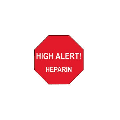 Medical Label High Alert Heparin Red 3/4 X 3/