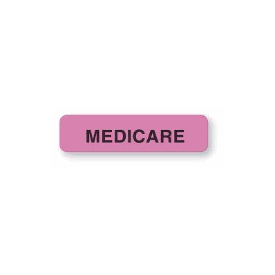 Medicare Insurance Label, 1-1/4" x 5/16" Fl Pink