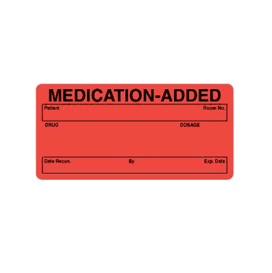 Medication Added Label, 2.5" X 1.5"