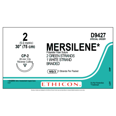 Mersilene D9427 Reverse Cutting Sutures Size 2, CP-2