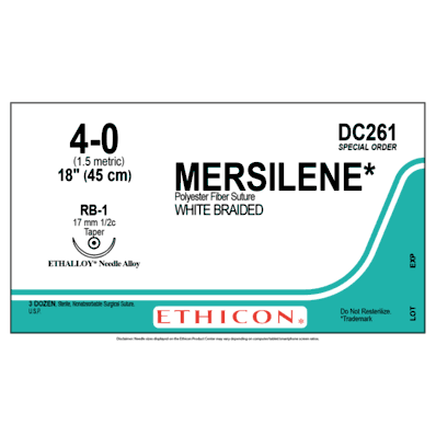 Mersilene DC261 Taper Point Sutures Size 4-0, RB-1