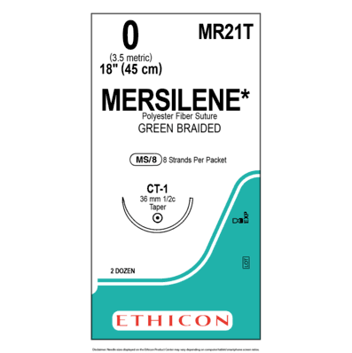 Mersilene MR21T Taper Point Sutures Size 0, CT-1
