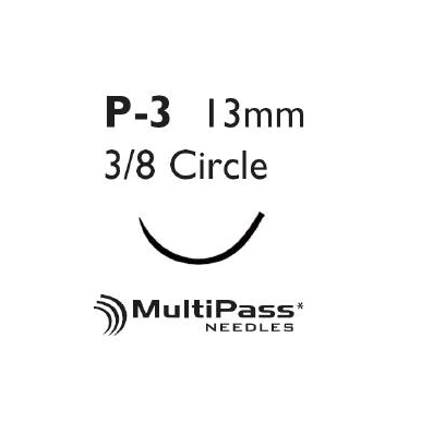 Mersilene R691G Reverse Cutting Prime Sutures MultiPass Size 4-0, P-3