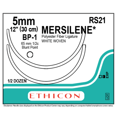 Mersilene RS21 Blunt Point Sutures Size 5 - 0, BP-1