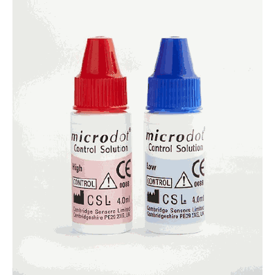 Microdot Blood Glucose Control Solution, Hi/Lo 4mL, #120-02
