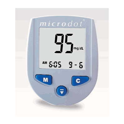 Microdot Blood Glucose Meter 10 Seconds Stores Up To 500 Results No Coding #100-01