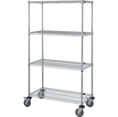 Mobile Cart, 24"W x 60"L x 69"H with 4 Wire Shelves