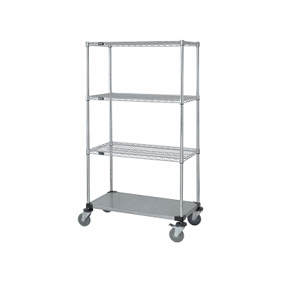 Mobile Shelf Carts With Wire And Solid Shelve