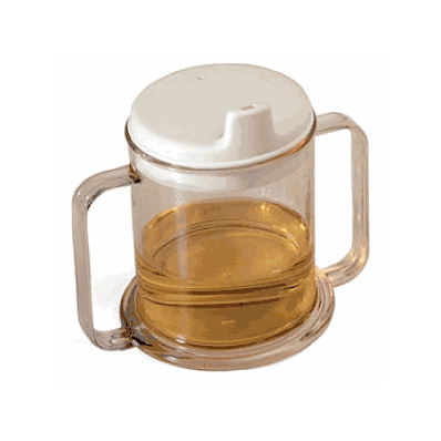 Mug, Transparent, 10 Oz, 2-handle, White Lid