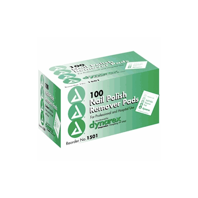 Nail Polish Remover Pads, 10/100/Cs - Dynarex