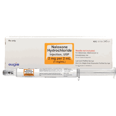Nalozone Opiate Antagonist, 2 mL Prefilled Syringe Injection, 1 mg / mL Naloxone HCl Intramuscular, Intravenous, or Subcutaneous