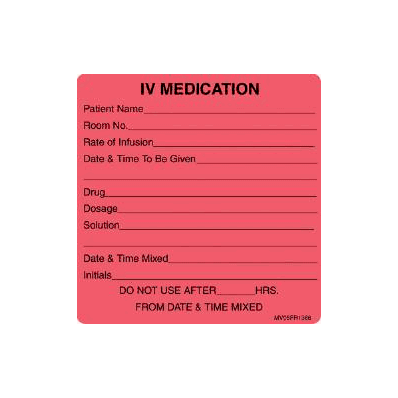 Nursing Label Barkley I V Medication Fluores