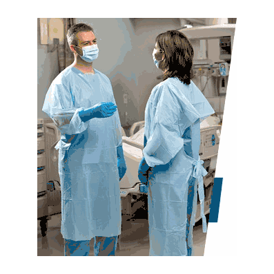 Over-the-Head Protective Procedure Gown, Light Blue, One Size Fits Most