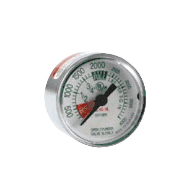 Oxygen Gauge, Chrome, 1/8" NPT Connection