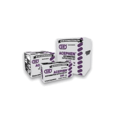Pain Reliever Acephen  Suppository 100 Per B