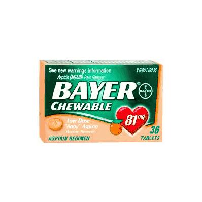Pain Reliever Aspirin Chewable Tablet 36 Per