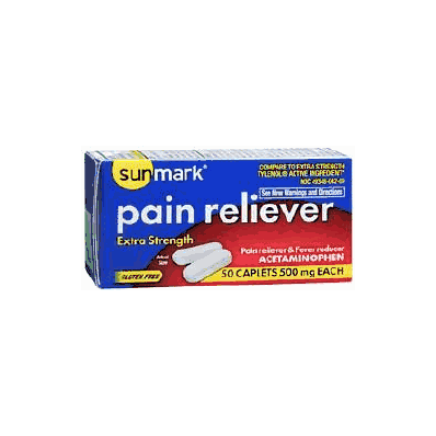 Pain Reliever Sunmark Caplet 50 Per Bottle 5