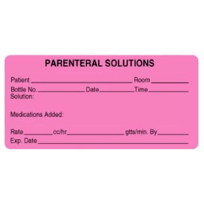 Parenteral Solutions Label, 2" X 4", 500/Sheet