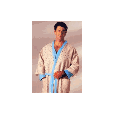 Patient Robe Large Nova Blue Print Reusable -