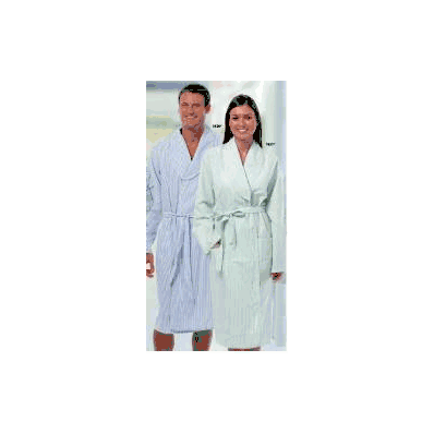 Patient Robe Unisex Large Blue Stripe Reusabl