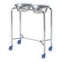 Pedigo #P-1079-SS Solution Stand, <b>14" X 28" X 33-3/4"  2 Basins, 7 Quart</b>, 33-3/4" Standard Fixed Height, 4 Casters, Y-Shaped Base, sold as Each<br> <br><br><font color="red"><b>BACK TO THE PRODUCT TABLE, <a href="https://www.aaawholesalecompany.com/instruments-instrument-trays-pedigo-instrument-tray.html">CLICK HERE</a></b></font>