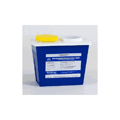 Pharmaceutical Waste Container, 8 Gallon, Blue Base