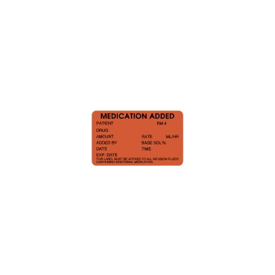 Pharmacy Additive Label, 1-1/2 x 2.5", Red