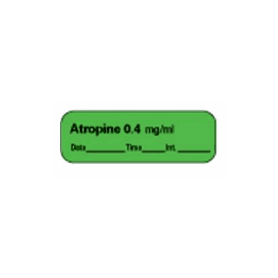 Pharmacy Label Anesthesia Label Atropine 0.4