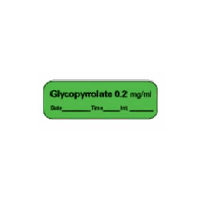 Pharmacy Label Anesthesia Label Glycopyrrolat