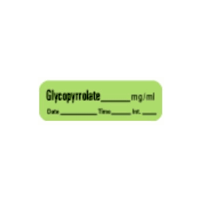 Pharmacy Label Anesthesia Label Glycopyrrolat