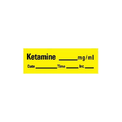 Pharmacy Label Anesthesia Label Ketamine Yell