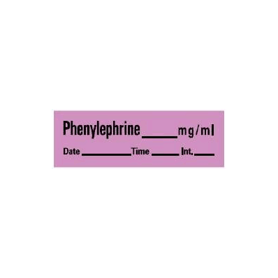 Pharmacy Label Anesthesia Label Phenylephrine