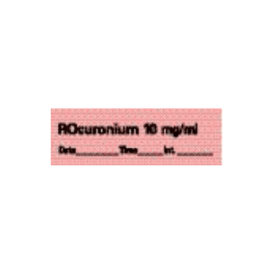 Pharmacy Label Anesthesia Label Rocuronium 10