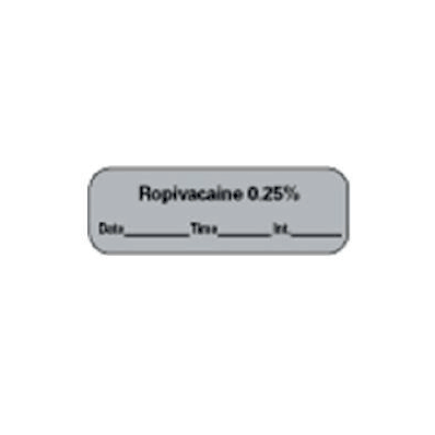 Pharmacy Label Anesthesia Label Ropivacaine 0