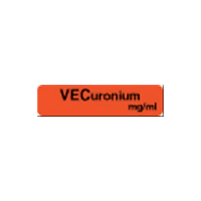 Pharmacy Label Anesthesia Label Vecuronium Mg